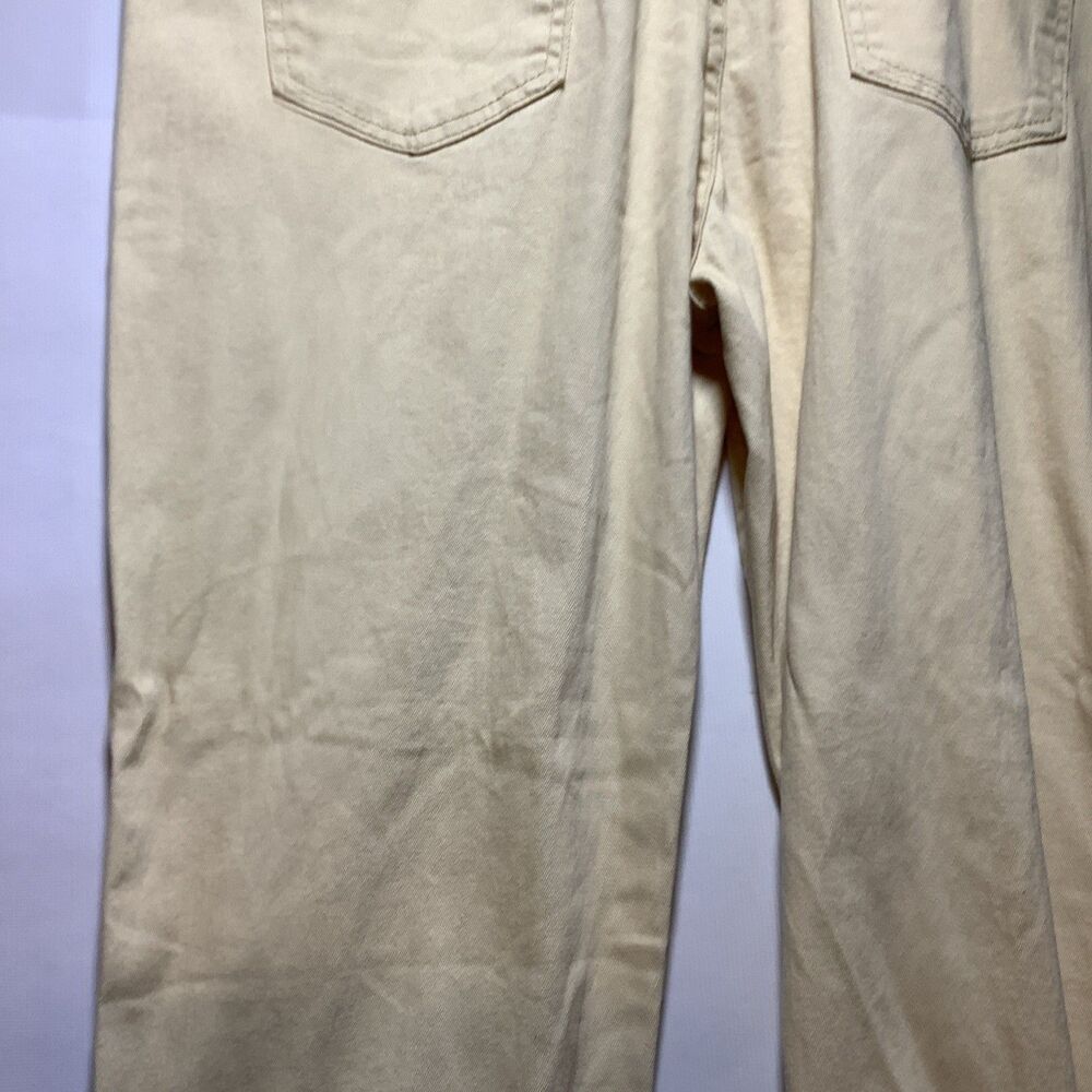 Beige Canvas Cotton Women's Overall Jumpsuit, Sleeveless, Straight Leg, Button - Picture 14 of 16
